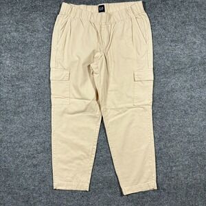 Gap Men Cargo Pants Size Large Beige Elastic Waist Utility Casual Low Rise